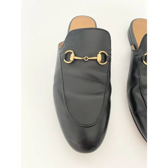 Gucci Princetown Horsebit Black Mule Shoes Loafer Leather Slipper EU 38.5 US 8.5 - Picture 2 of 10